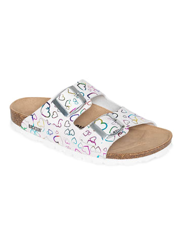 BACKSUN Leren slippers "Bali" wit/meerkleurig