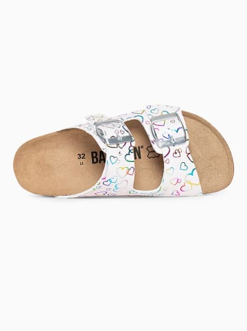 BACKSUN Leren slippers "Bali" wit/meerkleurig
