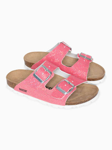 BACKSUN Leren slippers "Bali" roze/goudkleurig