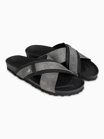 BACKSUN Pantoletten "Samy" in Schwarz/ Grau