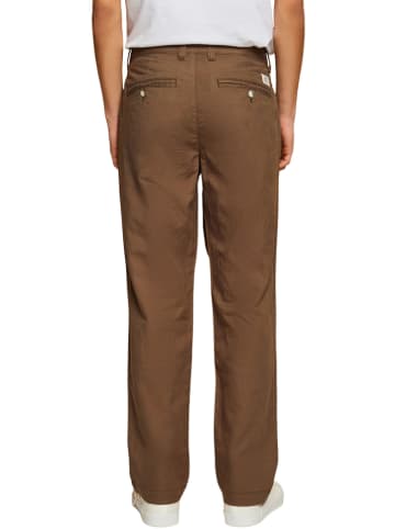 ESPRIT Lniane spodnie w kolorze brązowym