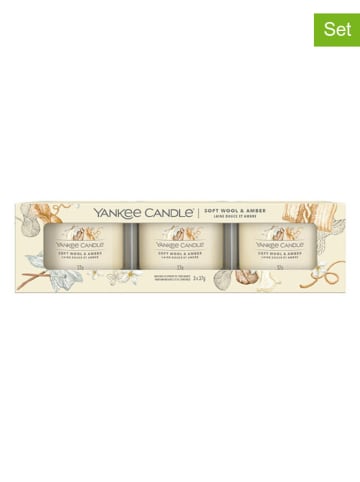 Yankee Candle Mini świece zapachowe (3 szt.) - Soft Wool & Amber - 3 x 37 g