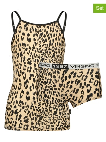 Vingino 2tlg. Wäscheset "Animal Flower Singlet" in Hellbraun