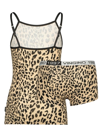 Vingino 2-częściowy zestaw bielizny "Animal Flower Singlet" w kolorze jasnobrązowym