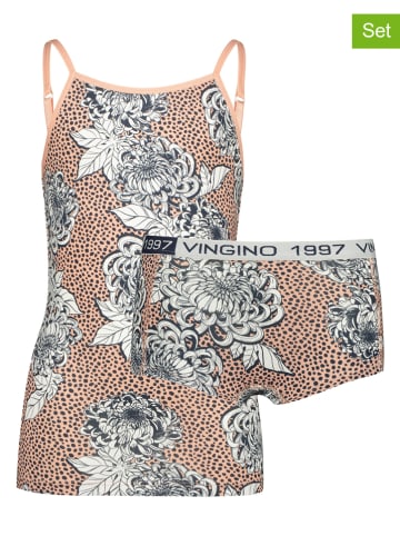 Vingino 2tlg. Wäscheset "Flower Singlet" in Altrosa