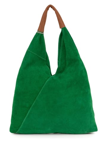 Anna Morellini Skórzany shopper bag "Eleonora" w kolorze zielonym - 40 x 31 x 2 cm
