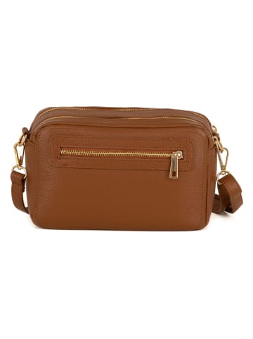 Anna Morellini Leder-Umhängetasche "Pippa" in Cognac - (B)25 x (H)16 x (T)6 cm