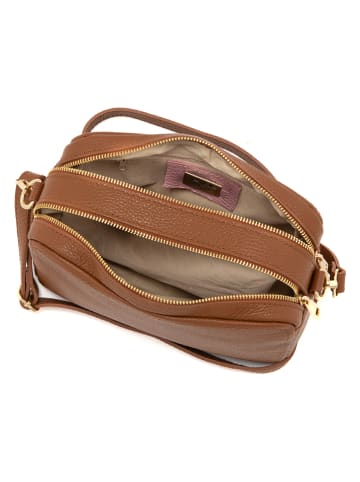 Anna Morellini Leder-Umhängetasche "Pippa" in Cognac - (B)25 x (H)16 x (T)6 cm