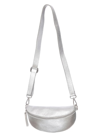 Zwillingsherz Leren schoudertas zilverkleurig - (B)24 x (H)15 cm