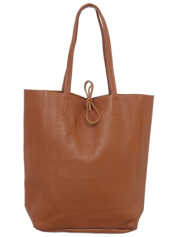 Zwillingsherz Leren shopper cognackleurig - (B)40 x (H)45 x (D)15 cm