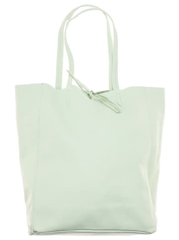 Zwillingsherz Skórzany shopper bag w kolorze miętowym - 40 x 45 x 15 cm