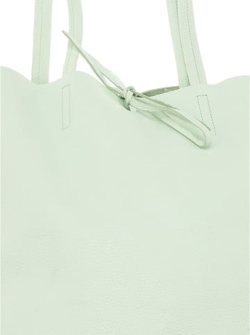 Zwillingsherz Leder-Shopper in Mint - (B)40 x (H)45 x (T)15 cm