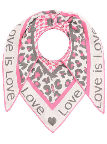Zwillingsherz Driehoekige doek "Love is Love" grijs/roze - (L)200 x (B)100 cm