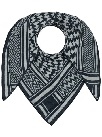 Zwillingsherz Driehoekige sjaal "Tel Aviv" donkerblauw/wit  - (L)200 x (B)100 cm