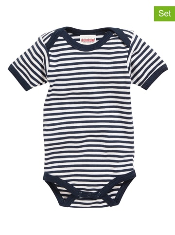 Playshoes 2-delige set: rompers donkerblauw/wit