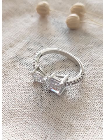 atelier MIU Witvergulde ring met edelstenen