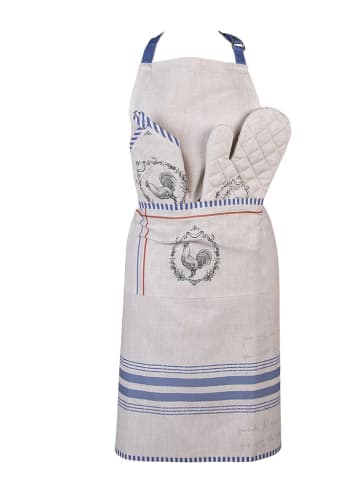 Clayre & Eef Kochschürze in Creme/ Blau - (L)70 x (B)85 cm