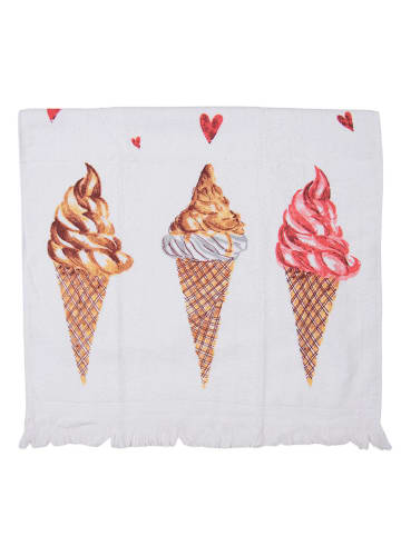 Clayre & Eef Ręcznik w kolorze białym ze wzorem - 66 x 40 cm