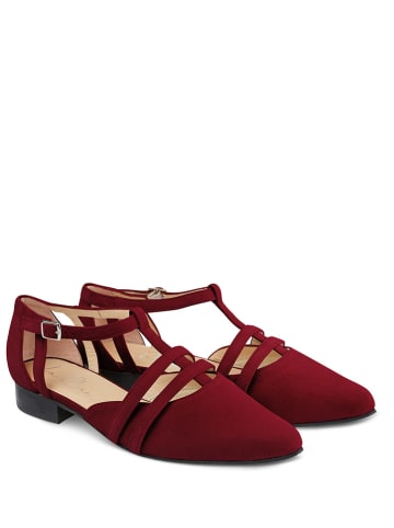 LaShoe Leder-Spangenballerinas in Dunkelrot