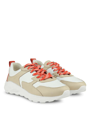 LaShoe Leder-Sneaker "Chunky" beige/oranje