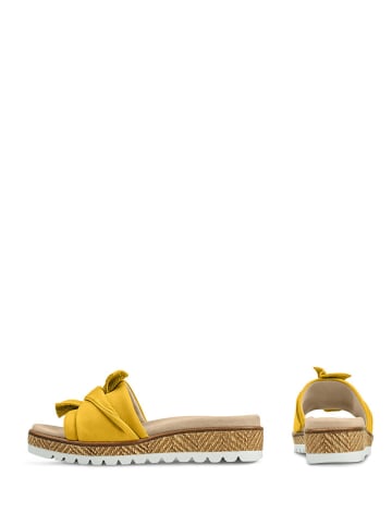 LaShoe Leren slippers mosterdgeel