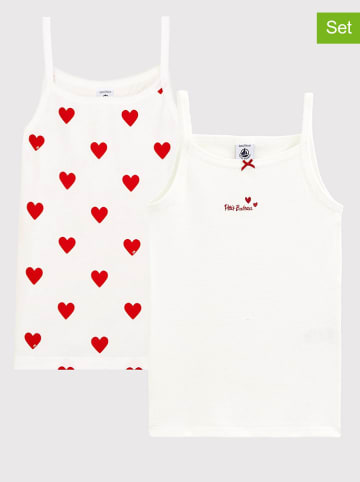 PETIT BATEAU 2-delige set: onderhemden wit/rood