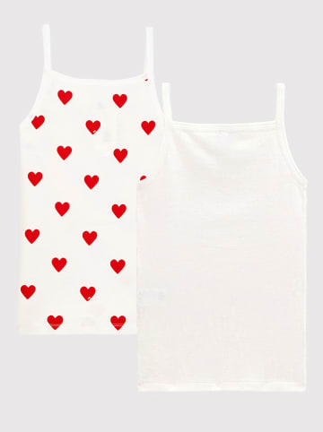 PETIT BATEAU 2er-Set: Unterhemden in Weiß/ Rot