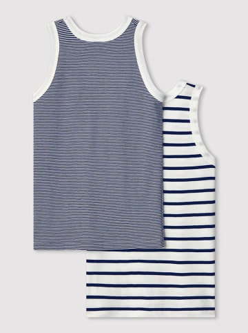 PETIT BATEAU 2er-Set: Unterhemden in Blau/ Weiß