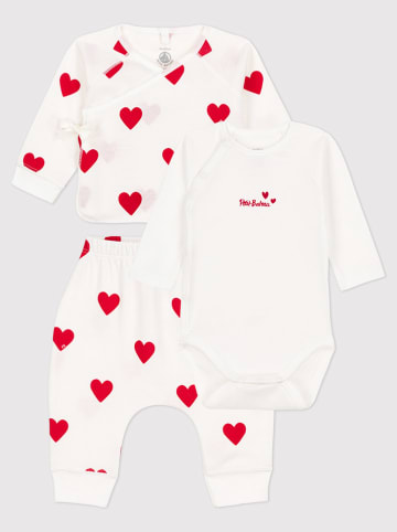 PETIT BATEAU 3-delige outfit wit/rood