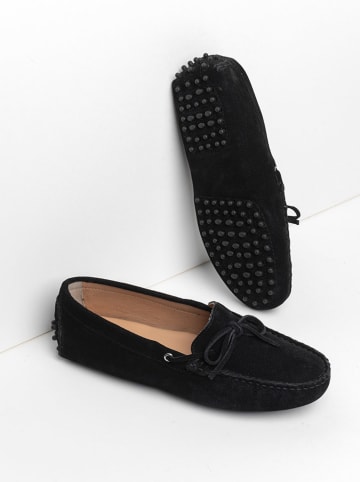 John Scott Leren mocassins zwart