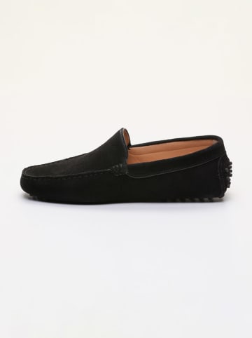 John Scott Leren mocassins zwart
