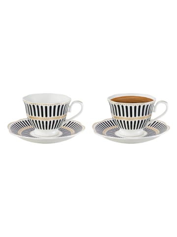 Hermia 2-delige set: koffiekoppen wit/zwart - 100 ml