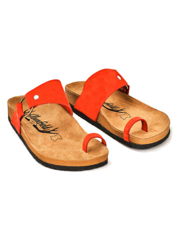 Moosefield Leder-Zehentrenner in Rot