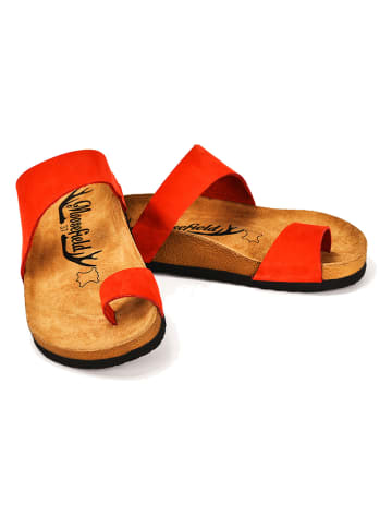 Moosefield Leren teenslippers rood