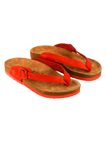 Moosefield Leren teenslippers rood