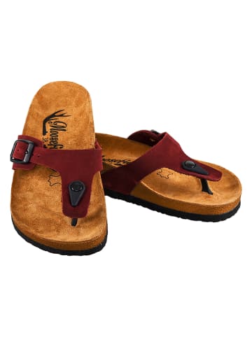 Moosefield Leren teenslippers bordeaux