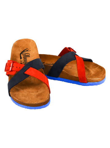Moosefield Leren slippers donkerblauw/rood