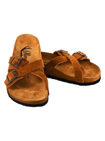 Moosefield Leren slippers bruin