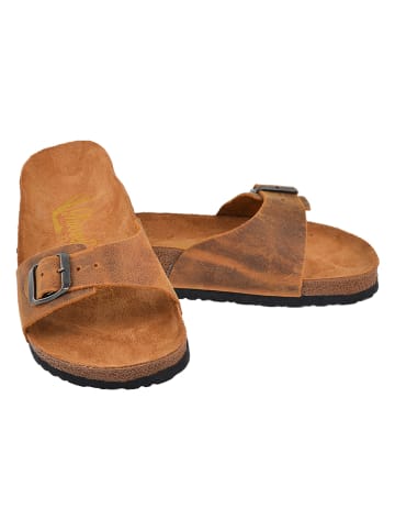 Moosefield Leren slippers lichtbruin