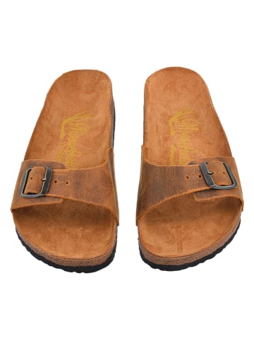 Moosefield Leren slippers lichtbruin