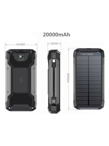SWEET ACCESS Solarny powerbank w kolorze szarym - 20.000 mAh