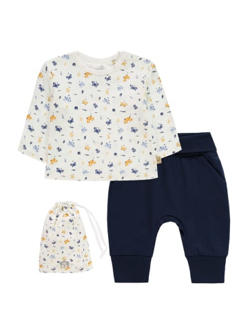Mother Nature & Me 3-delige outfit wit/donkerblauw