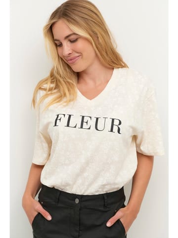 Kaffe Koszulka "Fleur" w kolorze kremowym
