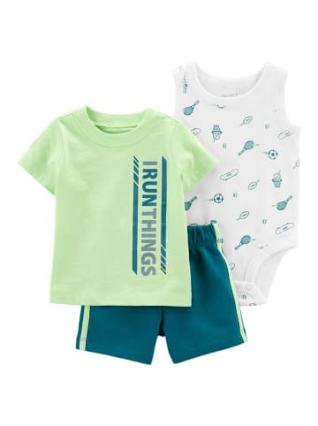 carter's 3-delige outfit groen/wit