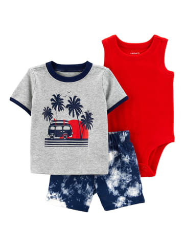 carter's 3-delige outfit rood/donkerblauw