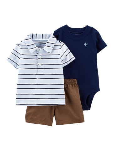 carter's 3-delige outfit lichtbruin/blauw