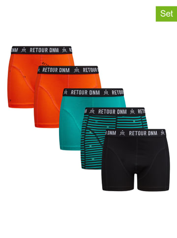 Retour 5er-Set: Boxershorts "Nox" in Rot/ Grün/ Schwarz