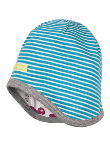 loud + proud Omkeerbare muts lichtblauw/wit/paars