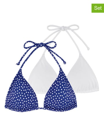 Dorina 2er-Set: Bikini-Oberteile "Frejus" in Blau/ Weiß