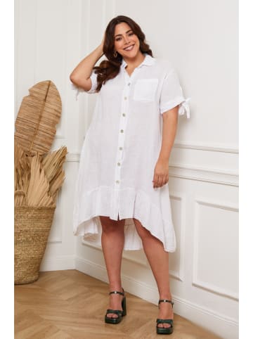Plus Size Company Lniana sukienka "Bosnik" w kolorze białym